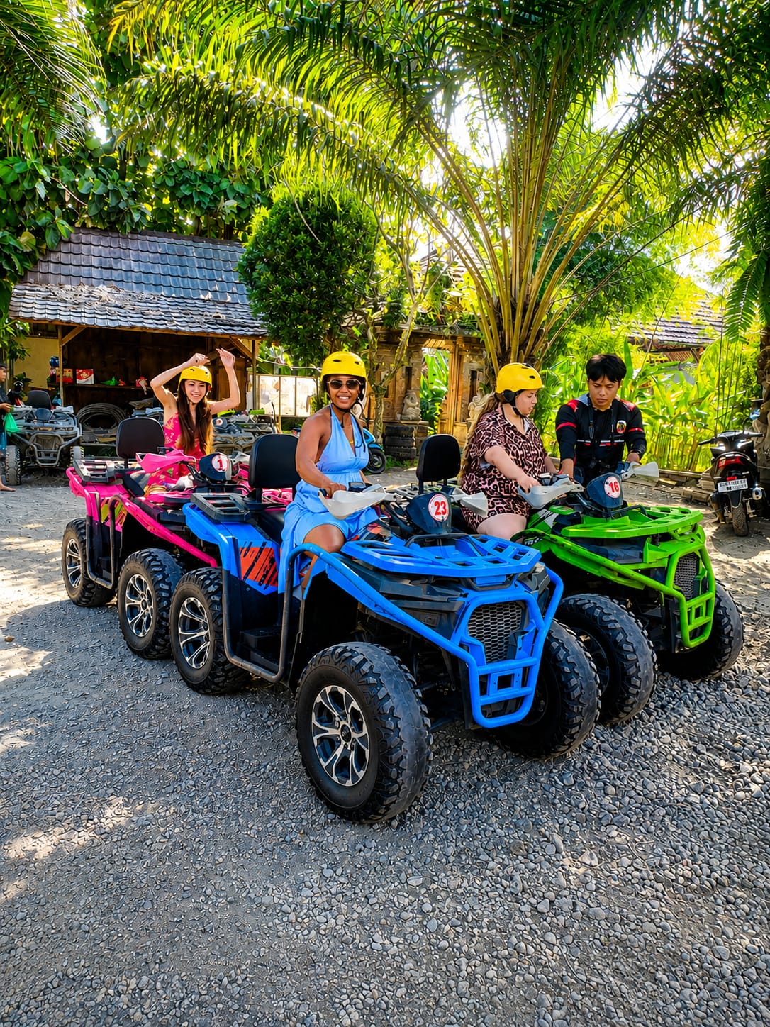 Guests preparing for a guided ATV adventure in Bali