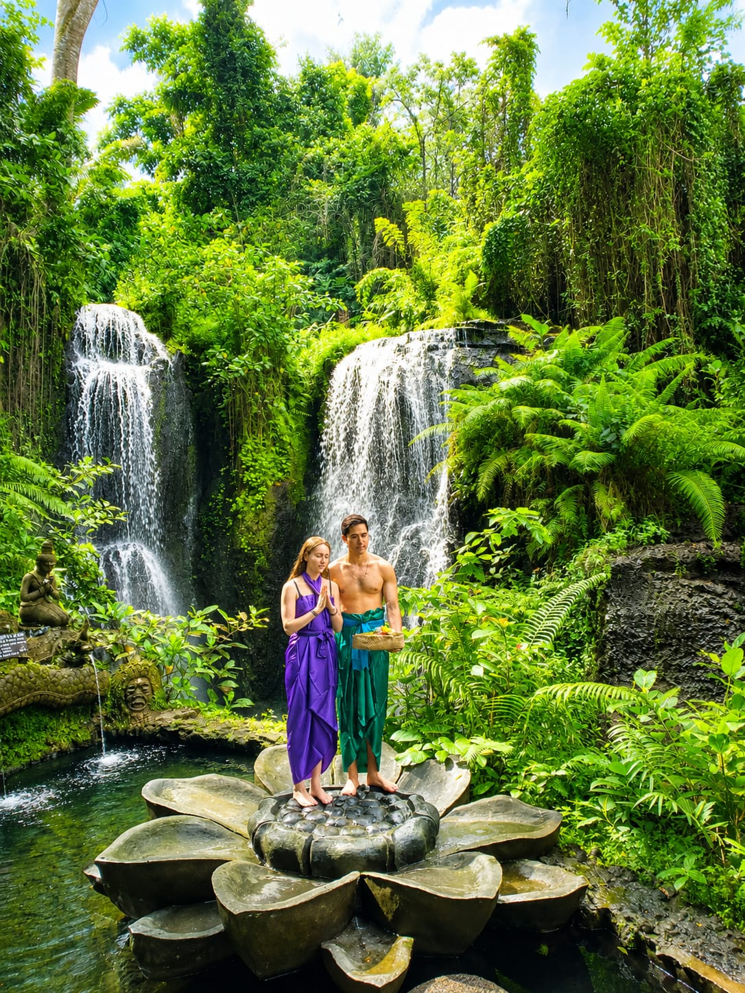 Sacred Ubud waterfall blessing experience