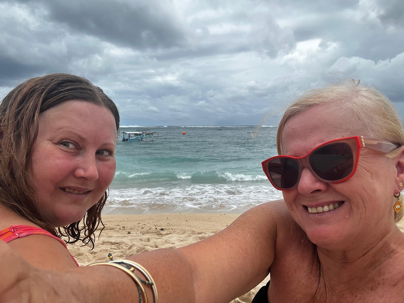 Beachfront selfie during a Bali beach club day