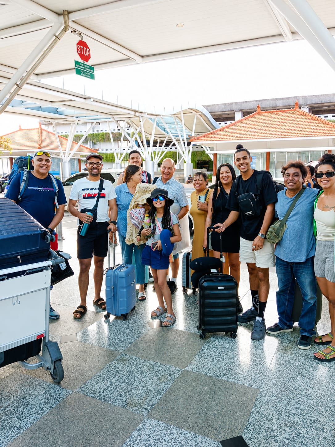 Islandora welcoming a group of guests on arrival at Bali Airport